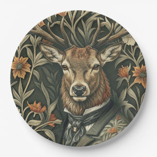 Beste hert in vintage kleding Magisch boslandschap Papieren Bordje