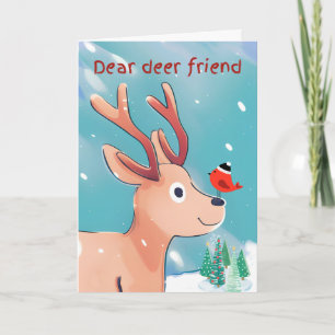 Beste Herten Vriend Kerstmis Baby Herten in de Sne Kaart