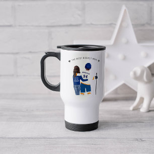 Beste Hockey Moeder Blauwe & Oranje Monogram Jer Reisbeker