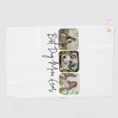 Beste Hond Mam Ooit - Custom 3-Photo Collage Golfhanddoek (Horizontaal)