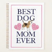 Beste hond Mam ooit! Roze verf drukt hartstikken Planner (Voorkant)