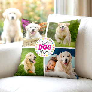 Beste hond-moeder aangepaste 4 foto multikleurige  kussen