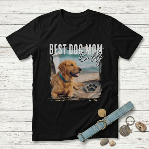 Beste hond-moeder aangepaste foto versleten vintag t-shirt