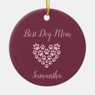 Beste hond-moeder gepersonaliseerde kerstbal keramisch ornament