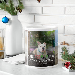 Beste hond-moeder ooit 3 foto's Kerstmis Extra Grote Beker