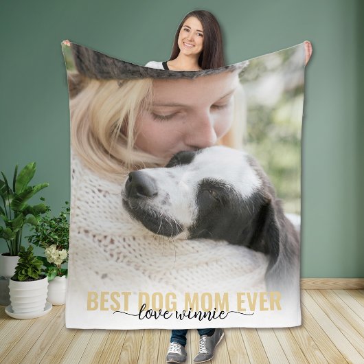Beste Hond Moeder Ooit Kalligrafie Foto Fleece Deken
