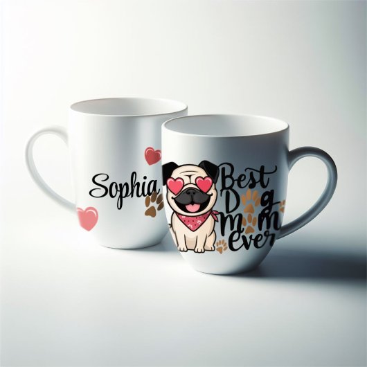 "Beste hond Moeder Ooit" personaliseren pug illust Extra Grote Beker