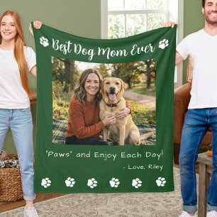 Beste hond-moeder poten groene huisdier foto fleece deken