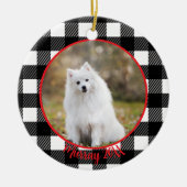 Beste hond ooit Aangepaste naam geruite kerst  Keramisch Ornament (Voorkant)