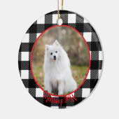Beste hond ooit Aangepaste naam geruite kerst  Keramisch Ornament (Links)