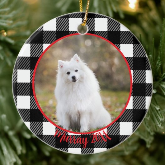 Beste hond ooit Aangepaste naam geruite kerst  Keramisch Ornament