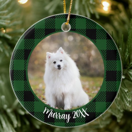 Beste Hond Ooit Aangepaste Naam Groene Kerstmis Keramisch Ornament