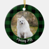 Beste Hond Ooit Aangepaste Naam Groene Kerstmis Keramisch Ornament (Voorkant)