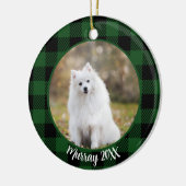 Beste Hond Ooit Aangepaste Naam Groene Kerstmis Keramisch Ornament (Links)