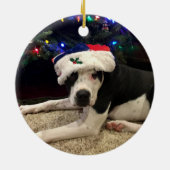 BESTE HOND Ooit Foto Witte Overlay Persoonlijk Keramisch Ornament (Achterkant)