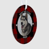 BESTE HOND OOIT Rood Geruit Gepersonaliseerd Ornament (voorkant)