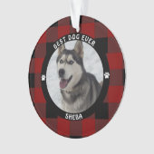 BESTE HOND OOIT Rood Geruit Gepersonaliseerd Ornament (voorkant)