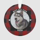 BESTE HOND OOIT Rood Geruit Gepersonaliseerd Ornament (voorkant)
