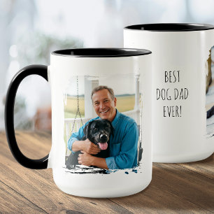 Beste hond papa ooit 2 aangepaste foto's modern mok