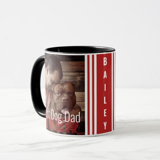 Beste hond papa ooit aangepaste foto hond naam mok (Voorkant links)