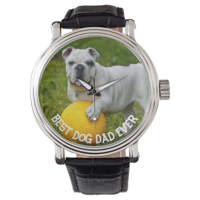 Beste hond papa ooit Aangepaste foto, papa cadeau, Horloge (Voorkant)
