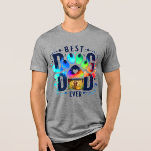 Beste hond papa ooit aangepaste foto van je hond Tri-Blend shirt