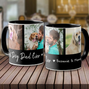 Beste hond papa ooit Huisdier 3 Foto Collage Zwart Mok