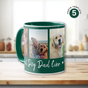 Beste hond papa ooit huisdier 5 foto collage groen mok