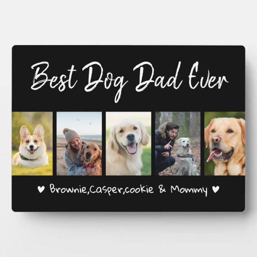 Beste Hond Papa Ooit Huisdier 5 Foto Collage Zwart Fotoplaat (voorkant)