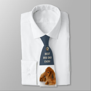 Beste Hond Papa Ooit Leisteenblauw Aangepaste Foto Stropdas