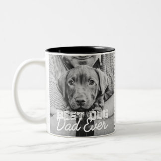 Beste hond papa ooit moderne aangepaste foto en na tweekleurige koffiemok