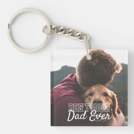 Beste Hond Papa Ooit Pet Keepsake Foto Sleutelhanger (Voorkant)