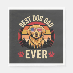 Beste hond papa ooit Retro Goud Retriever Servet