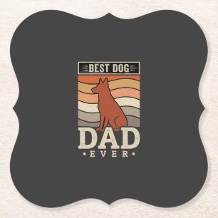 Beste hond papa ooit Retro silhouet Kartonnen Onderzetters