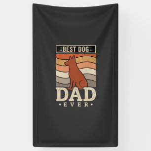 Beste hond papa ooit Retro silhouet Spandoek