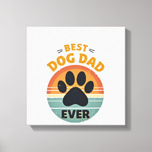 Beste hond papa ooit vintage retro poot zonsonderg canvas afdruk