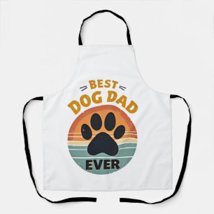 Beste hond papa ooit vintage retro poot zonsonderg schort