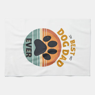 Beste hond papa ooit vintage retro poot zonsonderg theedoek