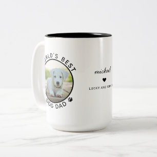 Beste Hond Papa Twee Foto Moderne Typografie Tweekleurige Koffiemok