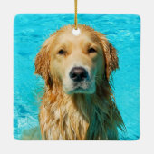 Beste hond vader 2 Foto naam Keramisch Ornament (Achterkant)