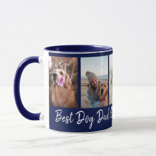 Beste hond vader ooit huisdier 5 foto collage blau mok