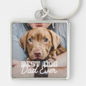 Beste hond vader ooit Modern Aangepast Pet Foto Sleutelhanger (Voorkant)