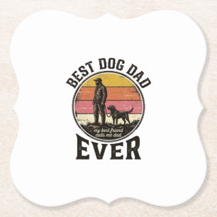 Beste hond vader vintage zonsondergang vector ontw kartonnen onderzetters