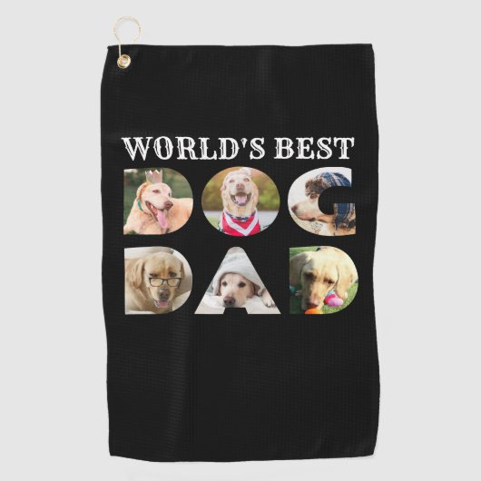 Beste hond van de wereld 6 Foto Collage Black Golfhanddoek (Voorkant)