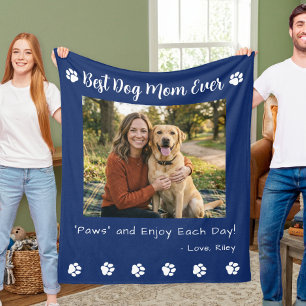Beste Hondenmoeder Pootjes Blauwe Huisdier Foto Fleece Deken