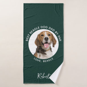 Beste hondenpapa bij lange na huisdier Beagle foto Badhanddoek