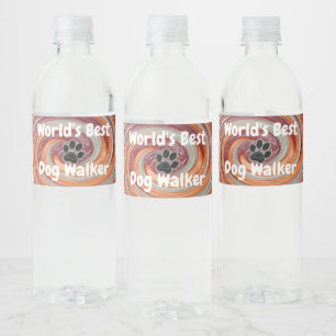 Beste Hondenuitlater Ter Wereld Groovy Pootafdruk  Waterfles Etiket