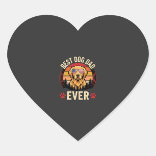 Beste hondenvader ooit Retro Golden Retriever Hart Sticker