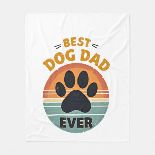 Beste hondenvader ooit vintage retro poot zonsonde fleece deken