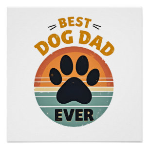 Beste hondenvader ooit vintage retro poot zonsonde perfect poster